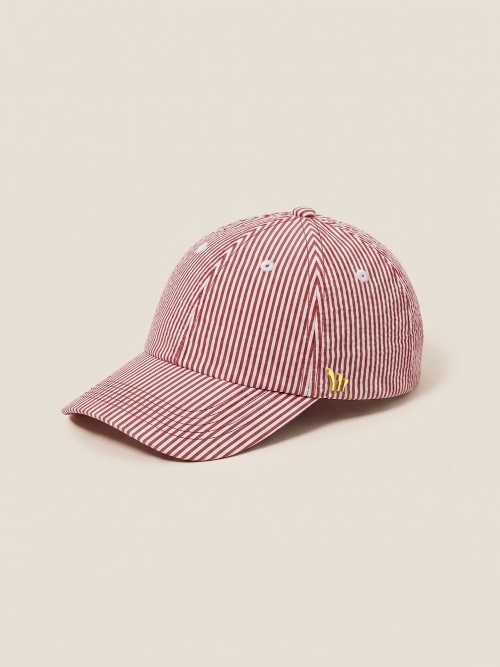 NIB CHORD by Mary Orton Red Seersucker Striped Baseball Cap